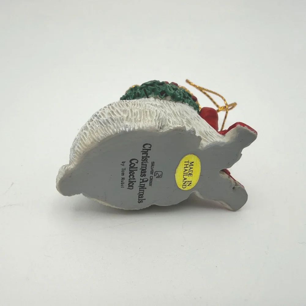 Silver Deer Polar Bear Ornament Christmas Animals White Tom Rubel 1990‎ Vintage